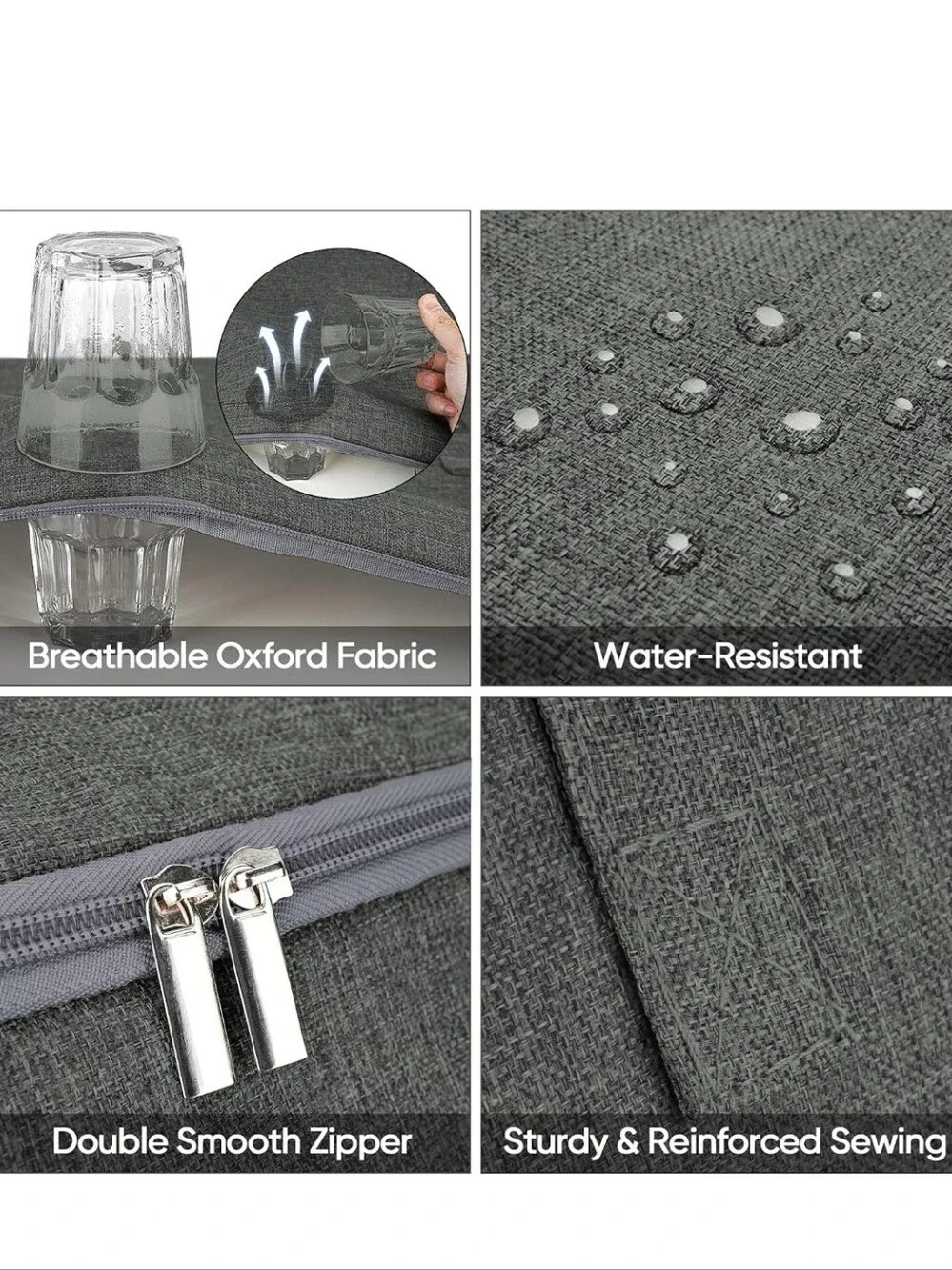 Luxe Dark Gray Fabric Storage Bags - Set of 2 In A Pack